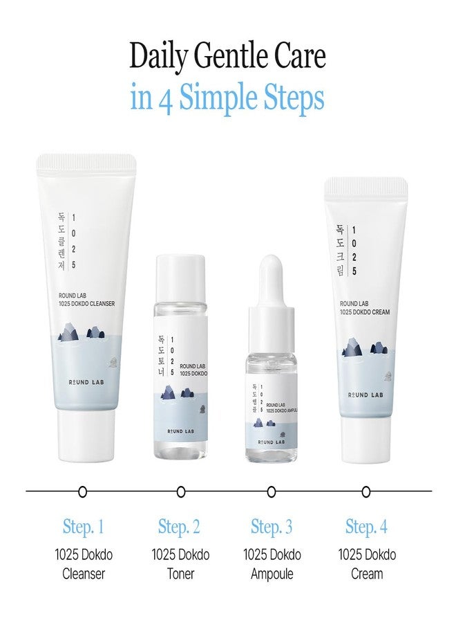 ROUND LAB 1025 Dokdo Hydrating Mini Size Kit (Cleanser, Toner, Ampule, Cream), Deep Hydration for Dry Skin, Daily Skin Care Routine Trial Kit for Moisture Care, Travel Size Gift Set, Korean Skin Care - Image 3
